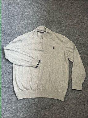 Timberland Men's Light Grey Half-Zip Pullover Sweater, XL